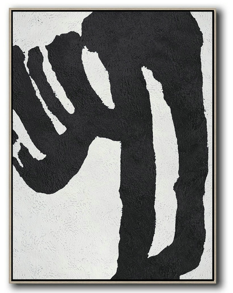 Extra Large Abstract Painting On Canvas,Black And White Minimal Painting On Canvas,Huge Wall Decor #G2U3